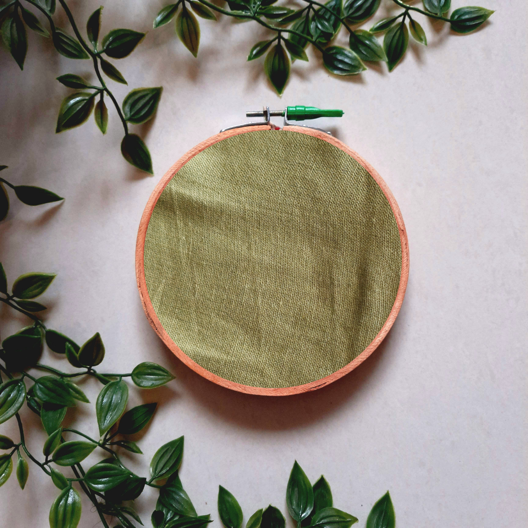 Solid Green Cotton Embroidery Hoop Wall Decor | Upcycled Fabric | Versatile Design