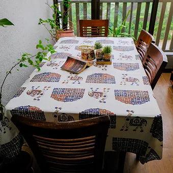 Hand Block Printed Cotton Jaipuri Camel Print Table Cover