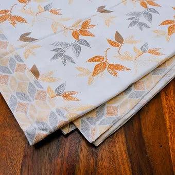 Autumn Leaves Pattern Pure Cotton Table Cover in Orange and Brown