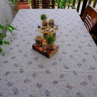 Pure Cotton Grey Table Cover with Small Delicate Motifs