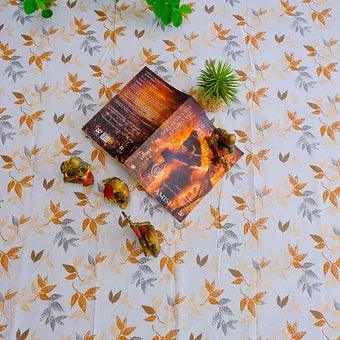 Autumn Leaves Pattern Pure Cotton Table Cover in Orange and Brown