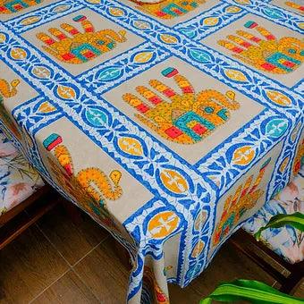 Hand Block Printed Pure Cotton Table Cover with Elephant Print