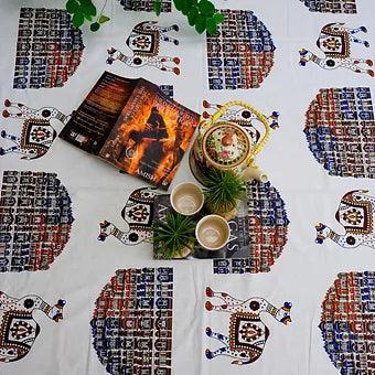 Hand Block Printed Cotton Jaipuri Camel Print Table Cover