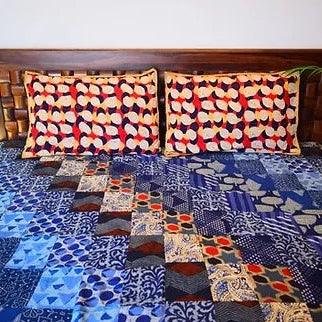 Blue King Size Patchwork Customised Bed Sheet