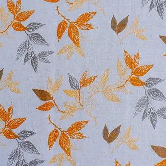 Autumn Leaves Pattern Pure Cotton Table Cover in Orange and Brown