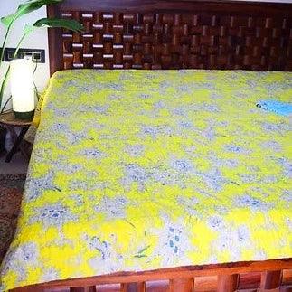 Multipurpose Yellow Print Bedspread | Kantha | Bedcover | Quilt | Throw