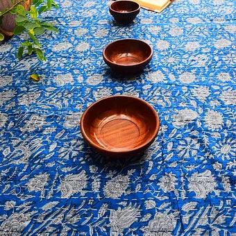 Reversible Blue Floral Kantha Work Handmade Table Cover