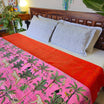 Animal Print Pink Kantha Work Bedcover