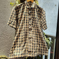 Beige And Blue Ajrakh Print Men's Cotton Shirt