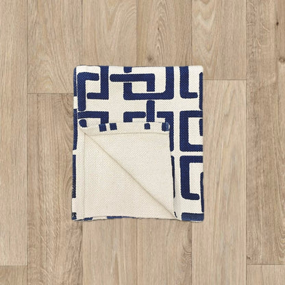 Black-White Geometric Square Pattern Cotton Rug | Handwoven Dhurrie