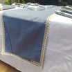 Blue 6 Seater Cotton Table Runner With Place Mat With Vintage Lace