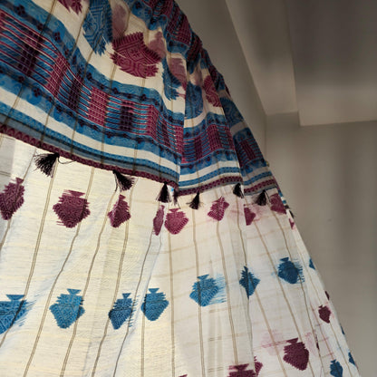 Blue And Purple Assamese Handloom Sheer Curtains