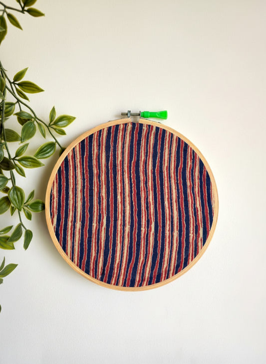 Blue and Red Stripes Pattern Embroidery Hoop