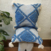 Boho Style Blue And White Handcrafted Cushion Cover With Tassels