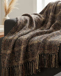 Rustic Woodland Woolen Sofa Throw | Cozy Heavyweight Woven Couch Accent Blanket
