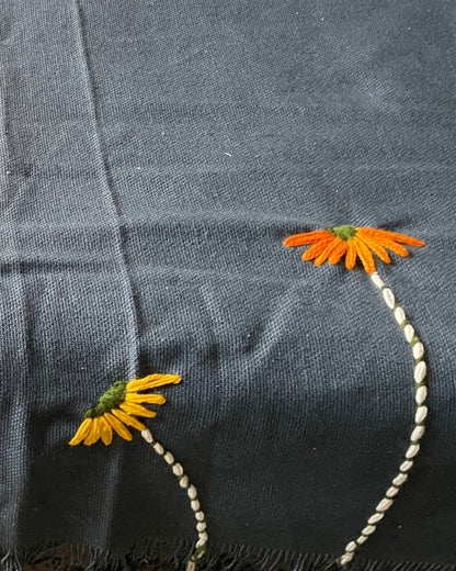 Close up pic of embroidered cushion cover 