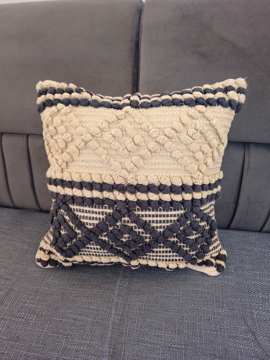 Cotton Off-White & Grey Cushion Cover