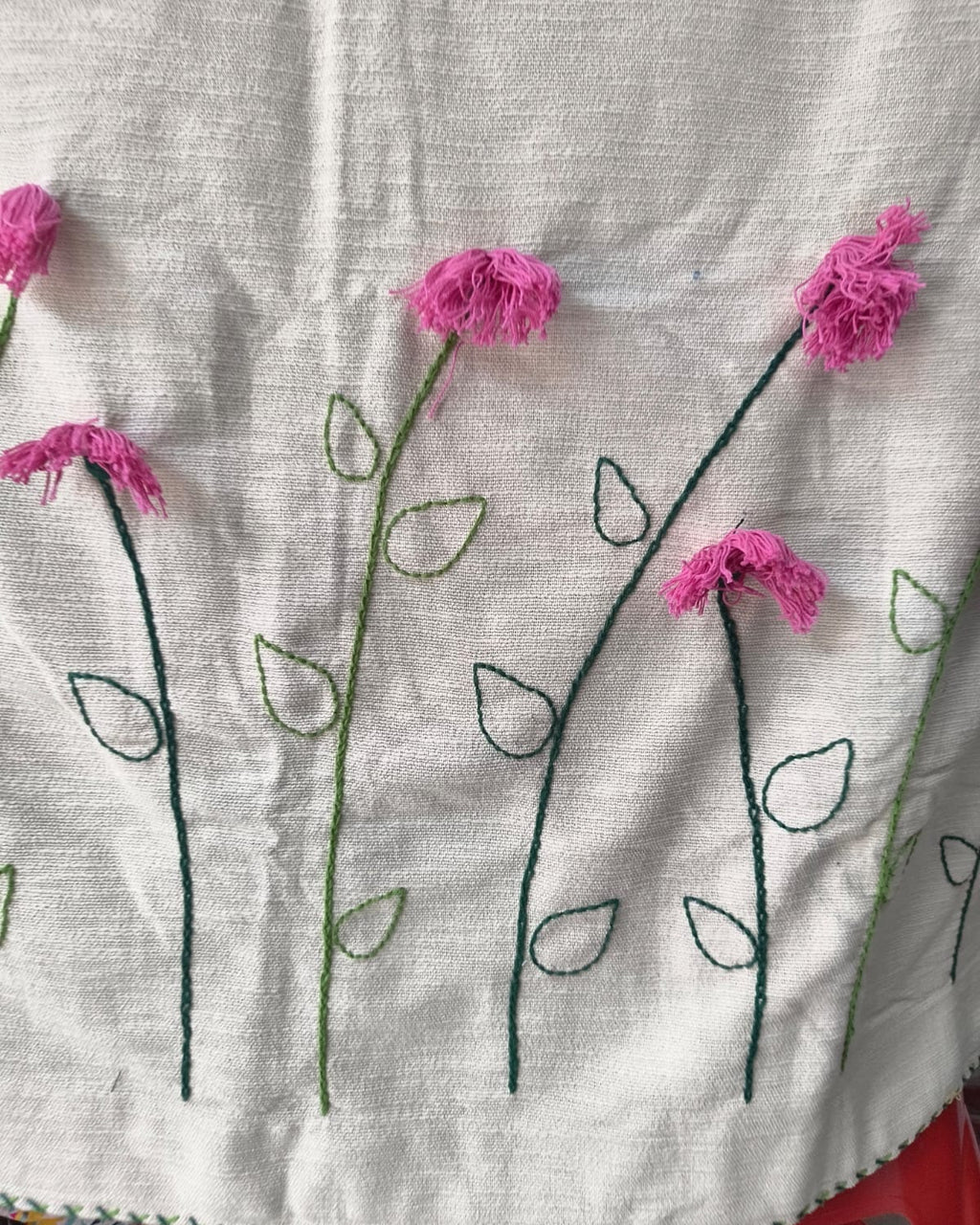 Blossom Meadow Hand Embroidered Cotton Curtain | Handcrafted Floral Window Curtain