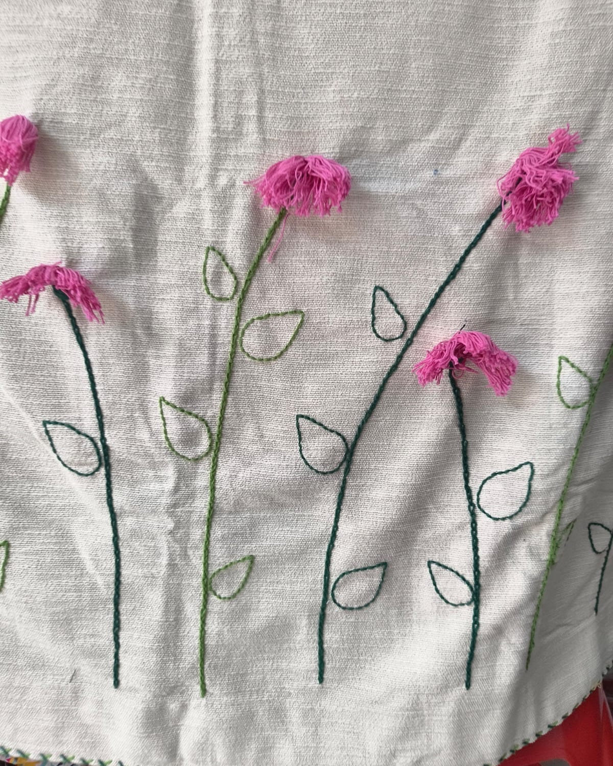 Blossom Meadow Hand Embroidered Cotton Curtain | Handcrafted Floral Window Curtain