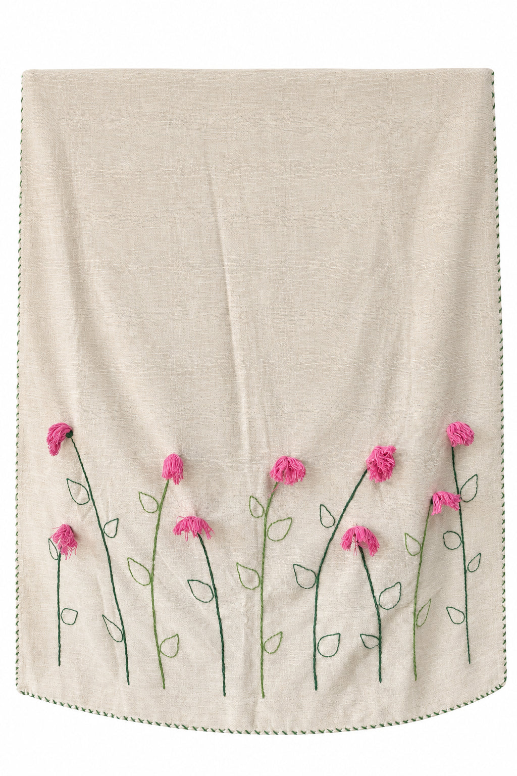 Blossom Meadow Hand Embroidered Cotton Curtain | Handcrafted Floral Window Curtain