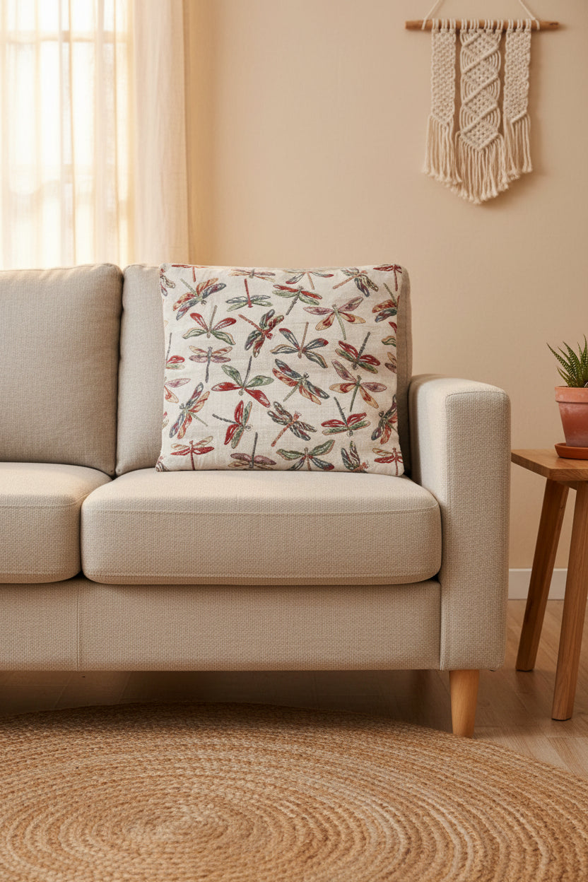 Cushion Cover with dragonfly pattern 