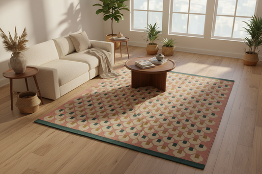 6x4 ft orange & yellow colourful patterned Cotton Dhurrie Rug – Handwoven & Stylish