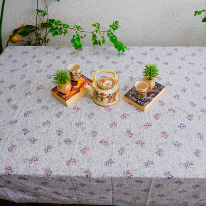 Pure Cotton Grey Table Cover with Small Delicate Motifs