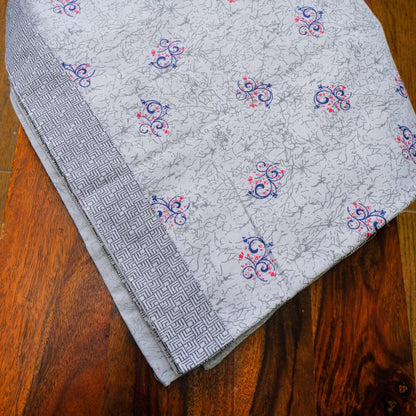 Pure Cotton Grey Table Cover with Small Delicate Motifs