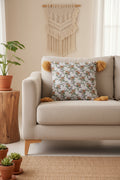 Floral cushion cover with tassels