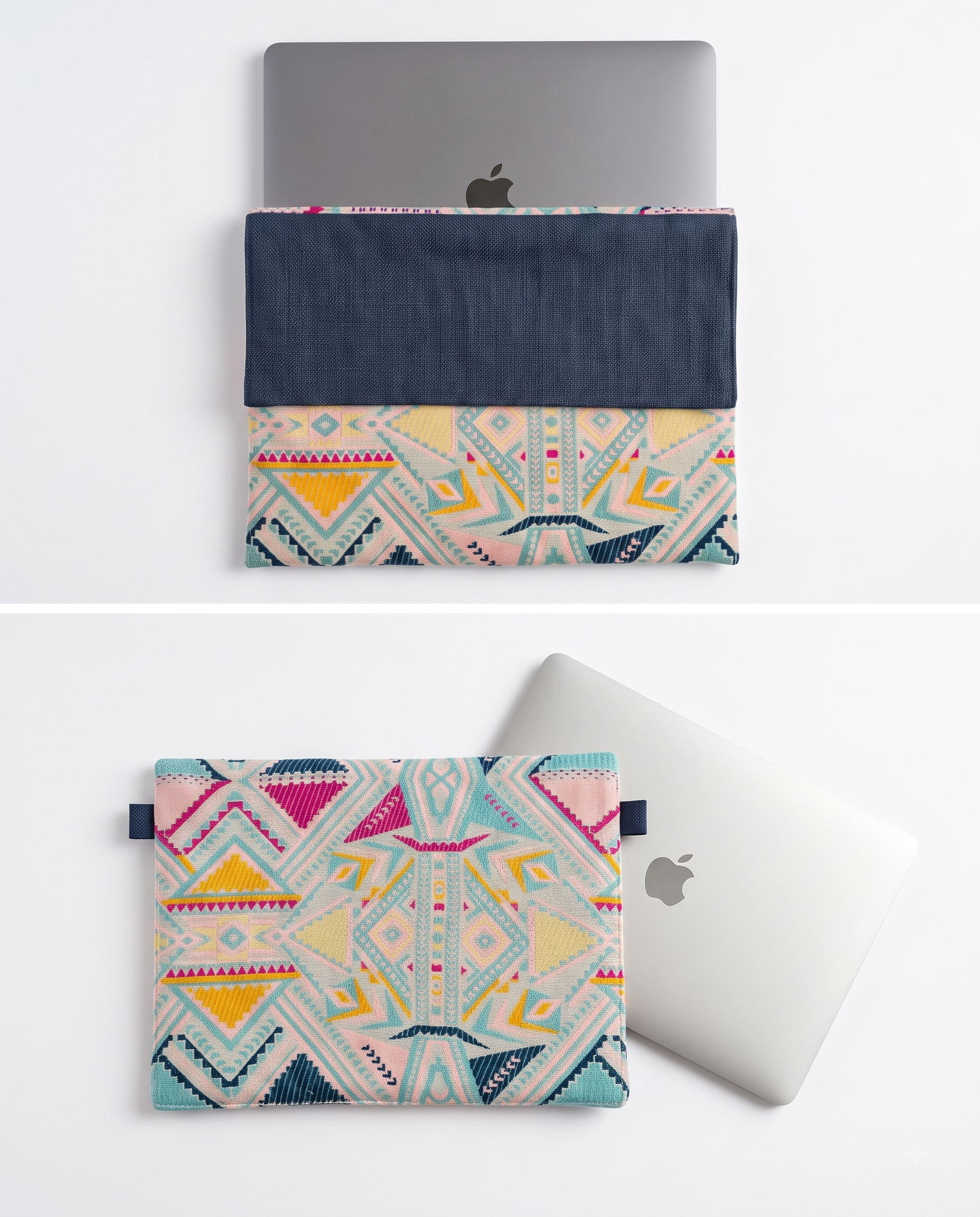 Pastel Tribal Woven Laptop Sleeve | Handcrafted Geometric Padded Laptop Cover