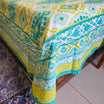 Green And Yellow Ikkat Print King Size Bedsheet