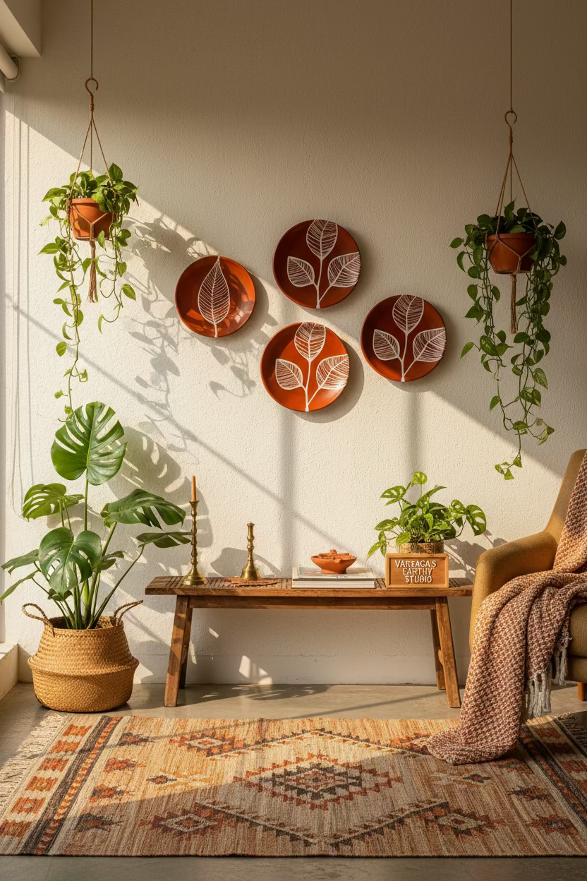 Hand-Painted Terracotta Wall Plate