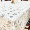 Hand Block Printed 6 Seater Cotton Table Cover | Grey | Rose Pattern