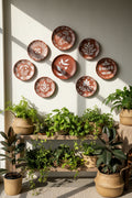 Handpainted Terracotta Wall Plate – Abstract Leaf and Floral Art | Hanging Decor