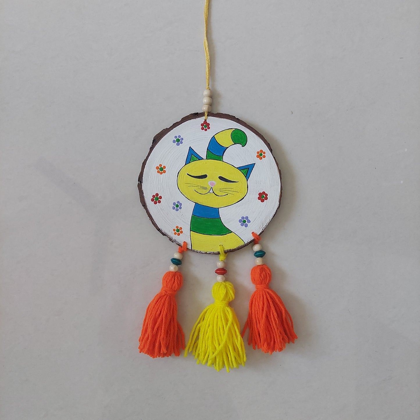 Handpainted Wooden Wall Hanging With Tassels2