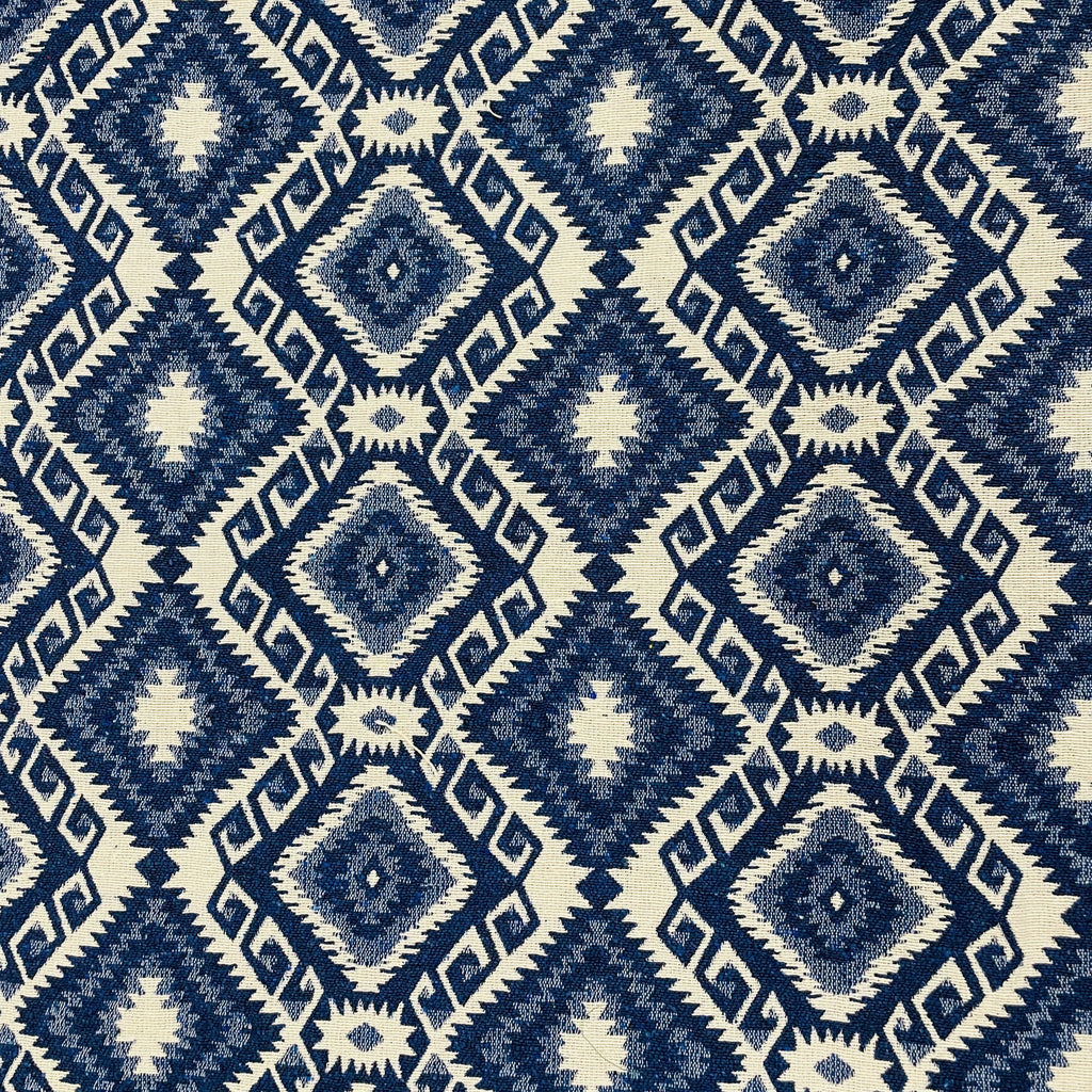 Handwoven Blue Handloom Cotton Sofa Cover – Jacquard Fabric with Fringes