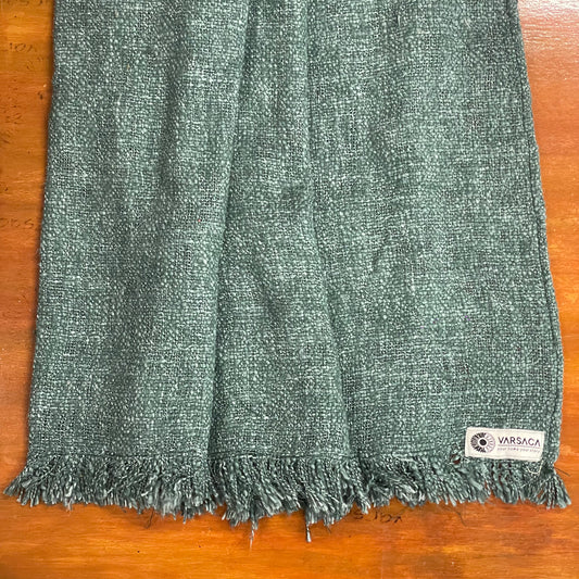 Handwoven Solid Peacock Green Slub Cotton Sofa Cover – Soft and Durable