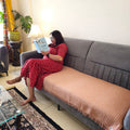 Handwoven Solid Peach Handloom Cotton Sofa Cover with Fringes – Boho Elegance for Modern Homes