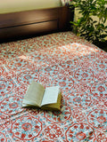 White and Brown Motif Kantha Bedcover | Handmade & Elegant