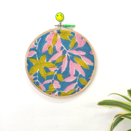 Multicolour Leaves Floral Embroidery Hoop – Upcycled Fabric | Multiple Sizes