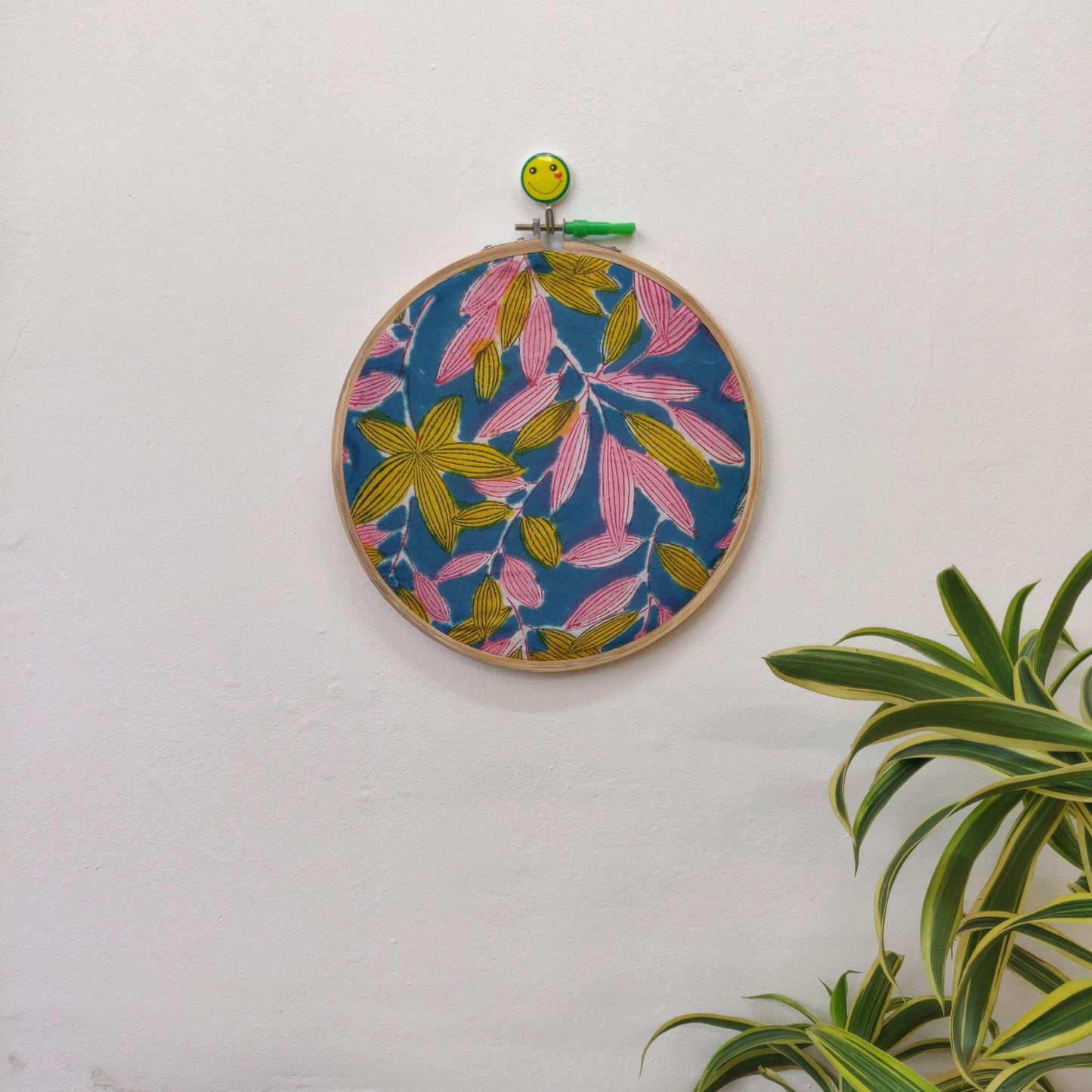 Multicolour Leaves Floral Embroidery Hoop – Upcycled Fabric | Multiple Sizes