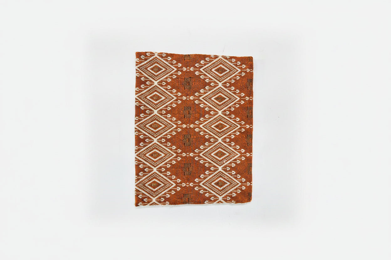 Handcrafted Jute Cotton Laptop Sleeve | Rust Diamond Jacquard & Hand-Stitched