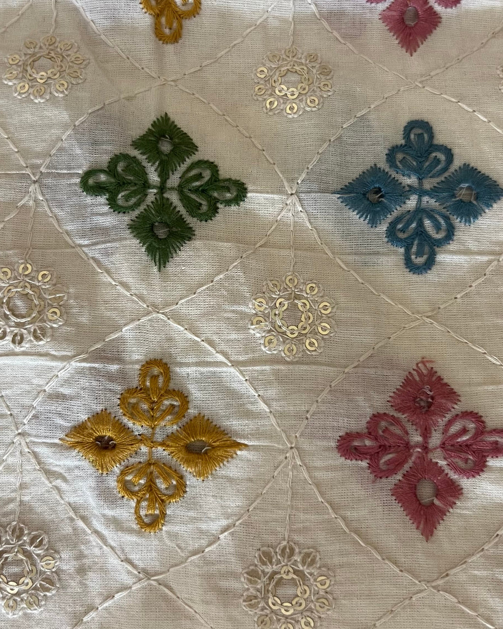Chikankari, Mirror Work & Textured Fabric Swatch – For Curtains & Cushions