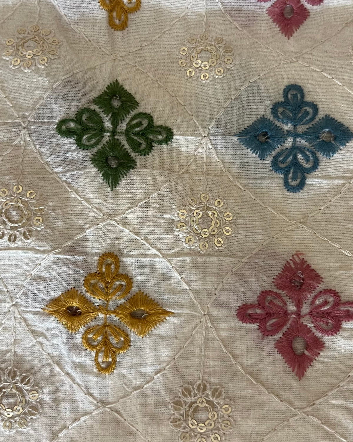 Chikankari, Mirror Work & Textured Fabric Swatch – For Curtains & Cushions