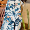 Handmade Kantha Work White And Blue Owl Print Sofa Throw
