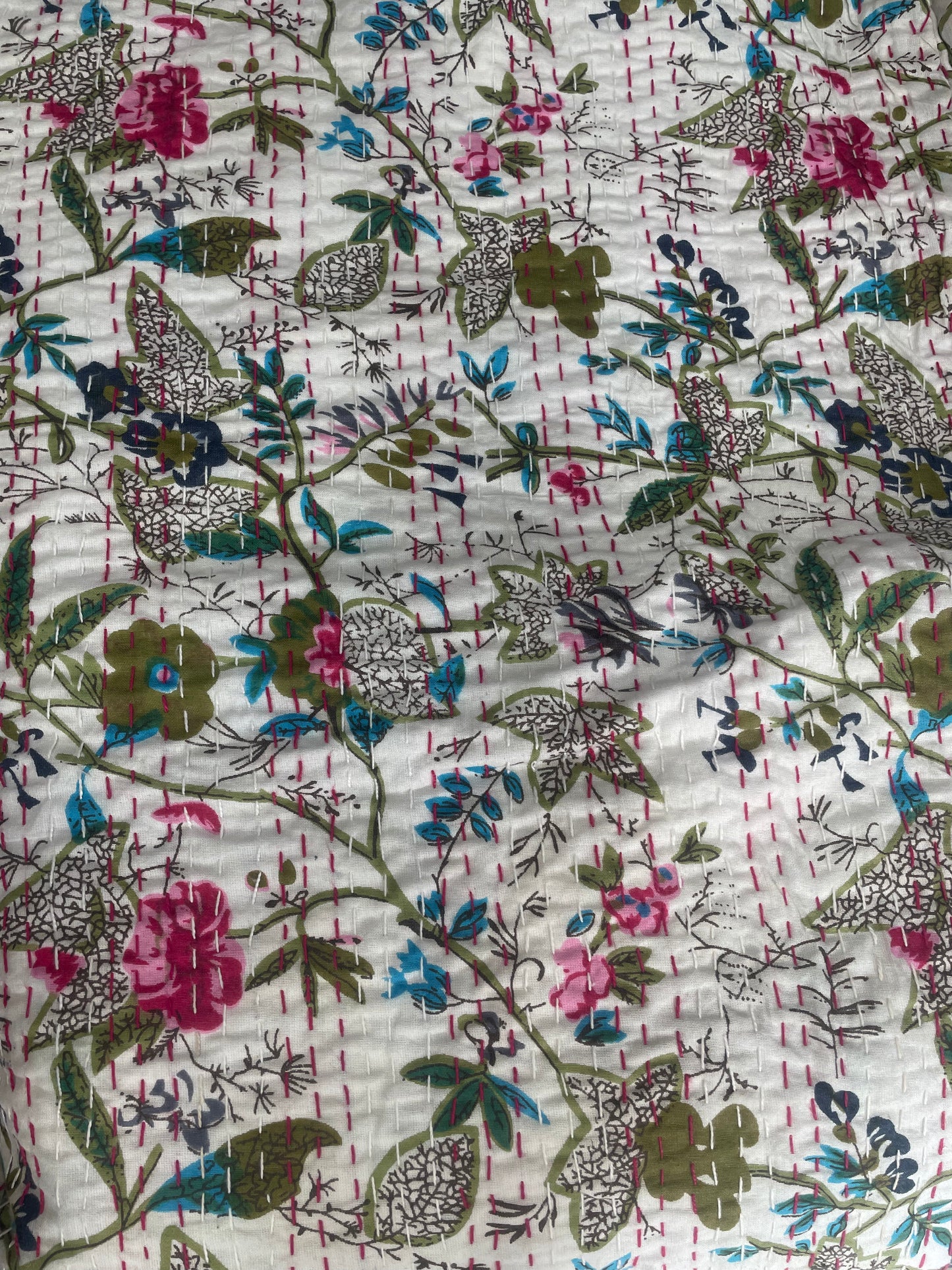 Handmade Kantha Work White bird Print Blackout Curtain | Unique Design