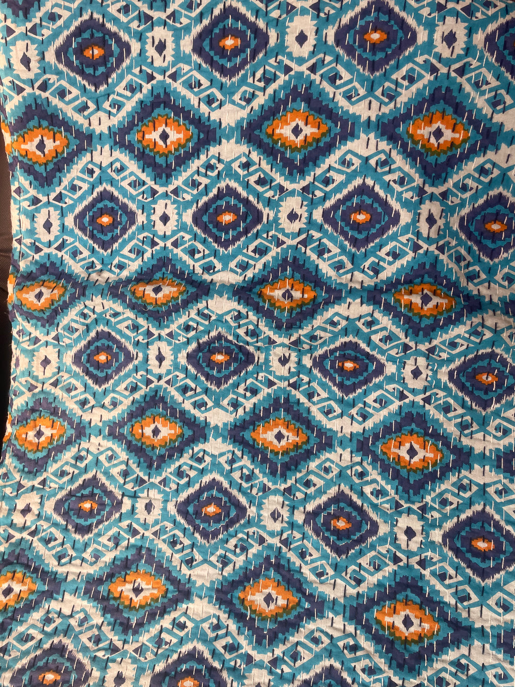 Handmade Kantha Work Patola Blue Print Blackout Curtain | Unique Design