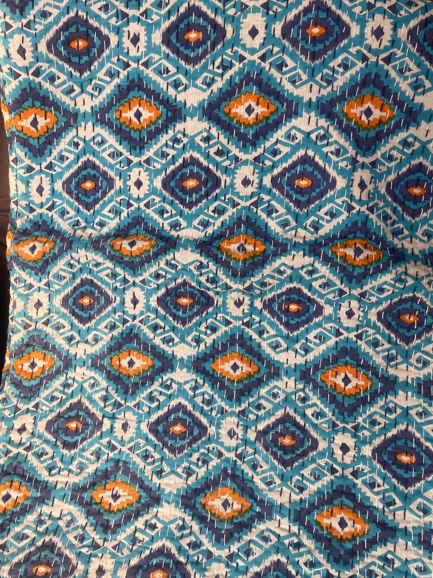 Handmade Kantha Work Patola Blue Print Blackout Curtain | Unique Design