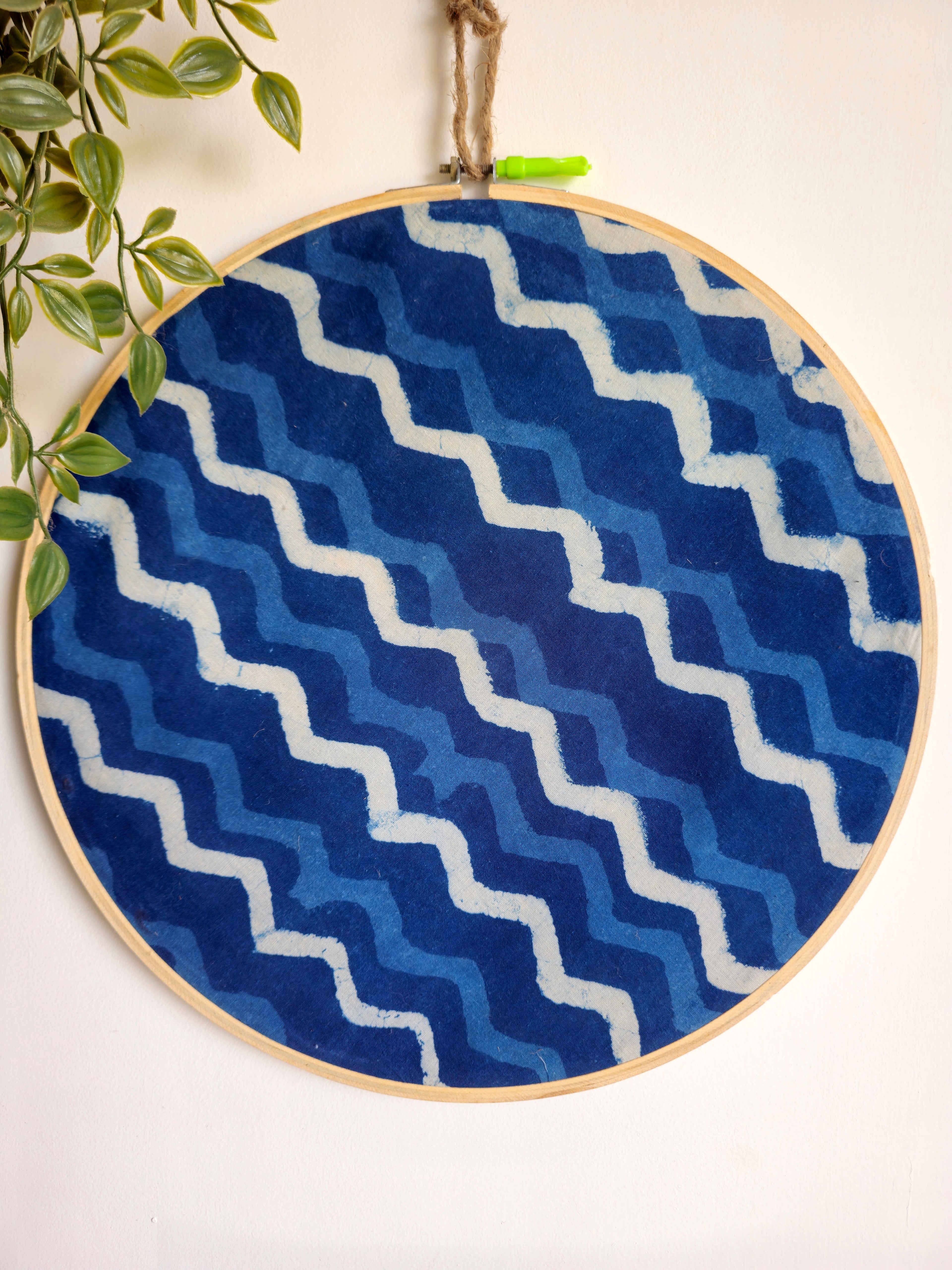 Indigo Blue Zigzag Patterns Embroidery Hoo