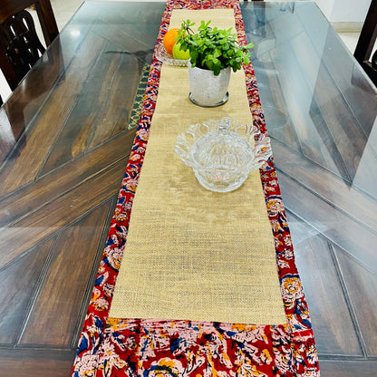 Jute Handloom Table Runner With Red Border